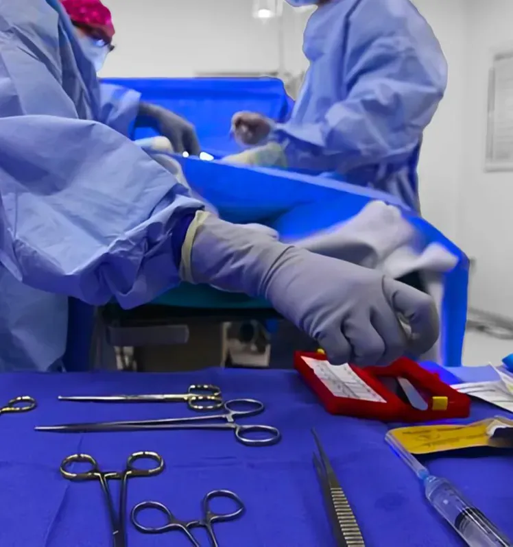 Instruments on a sharps tray